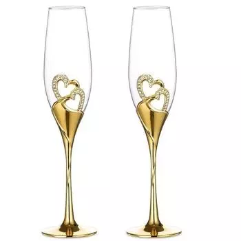 200 мл свадебные хрустальные бокалы для шампанского, золотые металлические подставки, флейты, бокалы для вина, бокалы для вечеринок, подарки на день святого Валентина, 1-2 шт. 201-300ml 1pcs gold cup