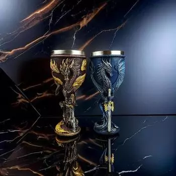 200 мл Викинг Винный кубок Нержавеющая сталь Пивная кружка Полезный Кубок Дракона Подарок синий