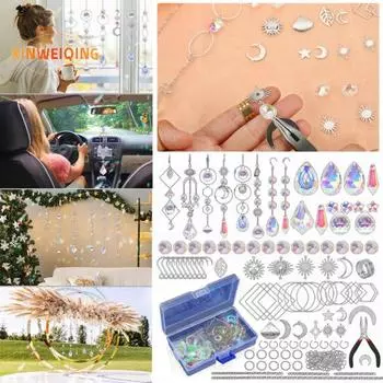 200/наборы для изготовления «Ловца солнца» своими руками для взрослых и детей, поделки из искусственного хрусталя «Ловец солнца» с крючками, подвесная призма со стразами для украшения оконной вечеринки золотистый