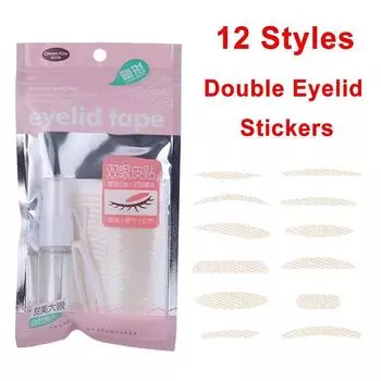 200 пар с вспомогательным инструментом Кружевная сетка Наклейка для век Водный спрей Самоклеящиеся волокна Инструменты для макияжа 02