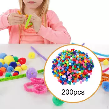 200 Pieces pompoms Soft DIY Creative Crafts Arts and for Hobby Supplies Decorations School Dark Color 1cm