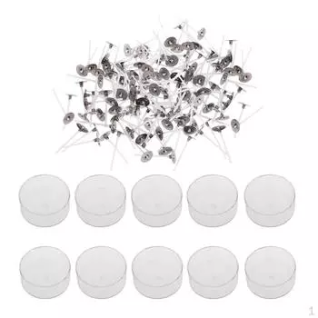 200 предварительно вощеных фитилей для свечей + 10 круглых чашек для чайных свечей для изготовления