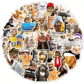 200 Realistic Cat Stickers Mori Realistic Kitten Self-Adhesive Pvc Waterproof Notebook Stickers