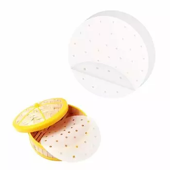 200 Sheets Diameter Disposable Round Perforated Steamer Sheet Steamer Sheet Paper Steamer Paper Cooking Paper for Chinese Steamer Steamer Sheet