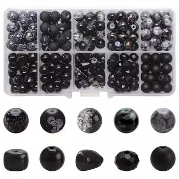 200 шт. 10 бусин с эффектом потрескивания из дробленого камня, бусины ручной работы, подходят для изготовления сувениров на вечеринку, подарков на день рождения, подарков на День святого Валентина 200pcs чёрный