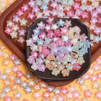 200 шт. 10 мм перламутровые акриловые пятиконечные звездные бусины россыпью DIY ювелирные изделия бисерные материалы для изготовления браслетов и сережек белый