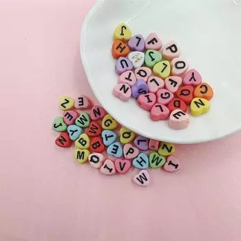 200 шт. 4*7 мм свободные бусины в форме сердца с буквами ярких цветов для изготовления ювелирных изделий, ожерелье, браслет, кулон с одним отверстием, сделай сам синий