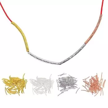 200 шт., 4 цвета, гравированные изогнутые трубчатые бусины с лапшой, изготовление ювелирных изделий 25x2 мм as described разноцветный