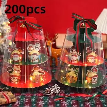 200 шт. 4 вида рождественских бумажных коробок для кексов, подходят для украшения тортов, набор принадлежностей для рождественской вечеринки, домашняя выпечка 200 pieces