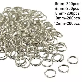 200 шт. 5, 6, 7, 8, 10, 12 мм, металлическое двойное кольцо, разделенное кольцо для прыжка, кольцо для прыжка, посеребренное 5mm-200PCS