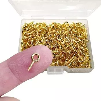 200 шт. 5x10 мм маленькие мини-булавки с ушками, крючки, люверсы, винтовые резьбовые застежки белого и золотистого цвета, крючки для самостоятельного изготовления ювелирных изделий 5x10mm - 200pcs серебряный