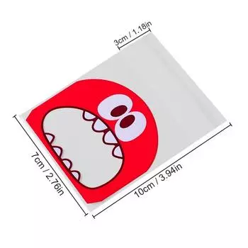 200 шт. 7x7 см милый большой рот монстра пластиковый пакет OPP самоклеящиеся свадебные день рождения вечеринка сувениры печенье конфеты подарочные упаковочные пакеты 7cm розовый