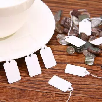 200 шт., белые бумажные этикетки с веревкой, гладкие письменные этикетки, подарочные товары, бумажные подвесные кружевные ценники белый