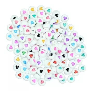 200 шт. белые бусины, разноцветные бусины в форме сердца любви, принадлежности для изготовления ювелирных изделий своими руками 7 x 4 mm