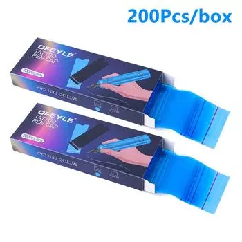 200 шт. Большие сумки для ручек для татуировок, чехлы для машинок для татуировок, черные, синие, чехлы для шнуров с зажимами, аксессуары для татуировок чёрный