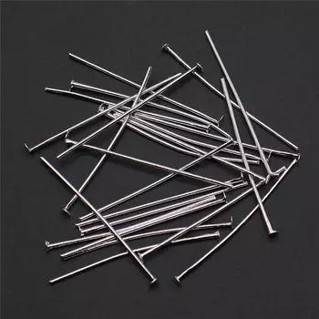 200 шт., булавка с плоской головкой, аксессуары для ювелирных изделий, серебряный цвет, железо 35 мм