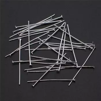 200 шт., булавка с плоской головкой, аксессуары для ювелирных изделий, серебряный цвет, железо 32 мм