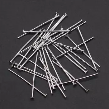 200 шт., булавка с плоской головкой, аксессуары для ювелирных изделий, серебряный цвет, железо 26 мм