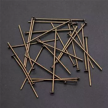 200 шт., булавка с плоской головкой, компоненты ювелирных изделий, аксессуары, античная бронза, железо 30 мм