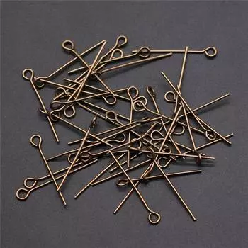 200 шт., булавки для глаз, компоненты ювелирных изделий, аксессуары, цвет античной бронзы, железо 24 мм