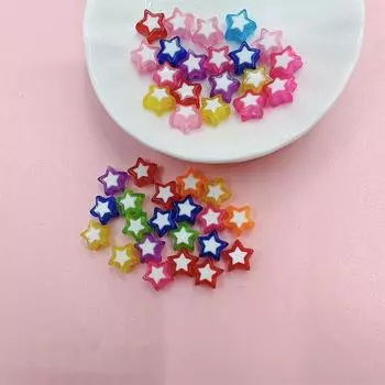 200 шт., бусины для DIY, материал ручной работы, акриловые бусины, 10 мм, бусины в форме сердца и звезды, свободные бусины, аксессуары для изготовления ювелирных изделий, яркие цвета, ручная работа фиолетовый