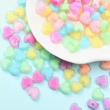 200 шт. Бусины-разделители Браслет ручной работы Свободные бусины Подвески DIY для изготовления ювелирных изделий Акриловое ожерелье Сэндвич в форме сердца Прозрачный 7*8 мм