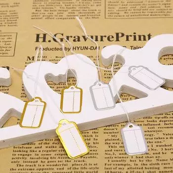 200 шт. ценников, бирки для ювелирных изделий, бумажные этикетки с ценами, прямоугольные пустые бирки золотой