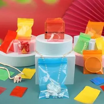 200 шт., цветная самозапечатывающаяся сумка, мини-прозрачная толстая упаковка для ювелирных изделий, пластиковая упаковка для хранения, герметичная сумка на молнии 4x6cm чёрный
