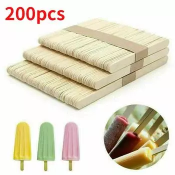 200 шт. деревянные многоцветные палочки для мороженого DIY 200pcs