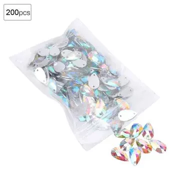 200 шт. хрустальные бусины из акриловой смолы, капельные швейные пуговицы со стразами, 7x12 мм, украшение для обуви