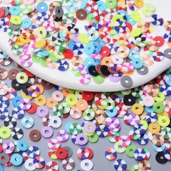 200 шт. Изготовление ювелирных изделий DIY ожерелье ручной работы соответствующего цвета плоские круглые прокладки бусины аксессуары полимерная глина материалы однотонный материал ручной работы about 6mm----200Pcs