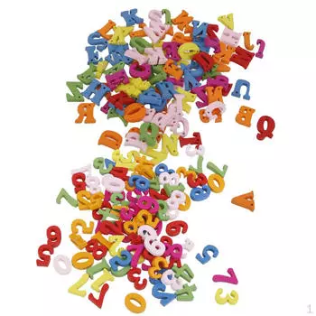 200 шт. красочные деревянные цифры и буквы с плоской задней частью, декоративные пуговицы, поделки