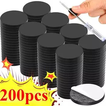 200 шт. Круглая магнитная полоска с клейкими резиновыми магнитами, прочный самоклеящийся мягкий магнитный лист с клейкой основой для домашнего хранения Round 20mm*2mm-20pcs