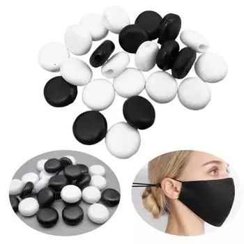 200 шт. круглых шнуров с застежками-молниями для эластичной ленты с завязками на лице Black 100Pcs + White 100Pcs