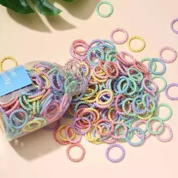 200 шт./лот, цветная резинка в виде конфет, не повреждает волосы, маленькое кольцо для большого пальца, высокоэластичная нить, набор резинок для волос для малышей one size разноцветный