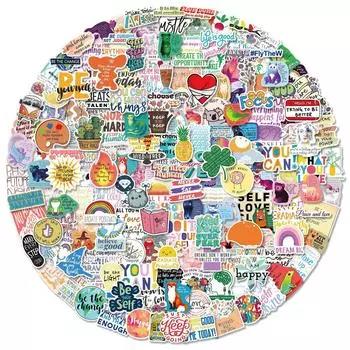 200 шт. Маленькие свежие наклейки с английским текстом, Водонепроницаемые вдохновляющие наклейки для скейтборда, гитары, чемодана