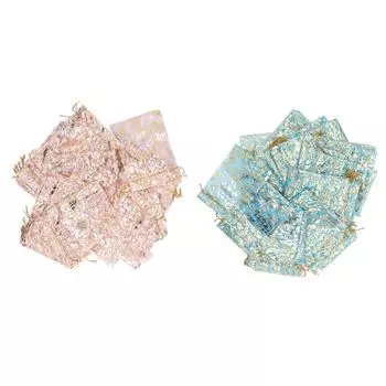 200 шт. мешочек из органзы с завязками на шнурке и принтом роз 6,3x4,3 дюйма, сетчатые подарочные пакеты, органза, сетка для украшений Blue