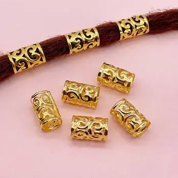 200 шт. Металлические зажимы для манжет, дреды, бусины, дреды, косички, трубки, полые кольца для волос, декор 200Pcs серебряный