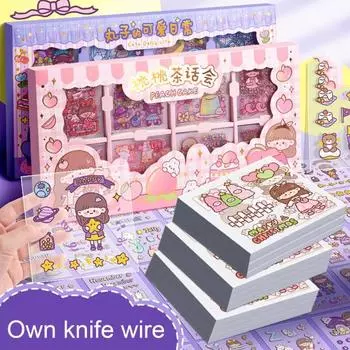 200 шт. мультяшные наклейки самоклеящиеся водонепроницаемые ПЭТ милые девушки узор рука счет DIY скрапбукинг наклейка ежедневное использование розовый