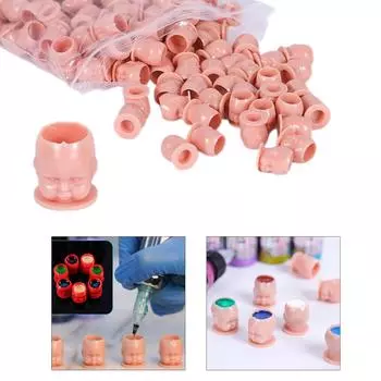 200 шт./набор чашек для чернил для татуировки, колпачки для чернил для татуировки в форме куклы, держатель для пигментных чернил для микроблейдинга, колпачки для контейнеров для чернил для татуировки зелёный