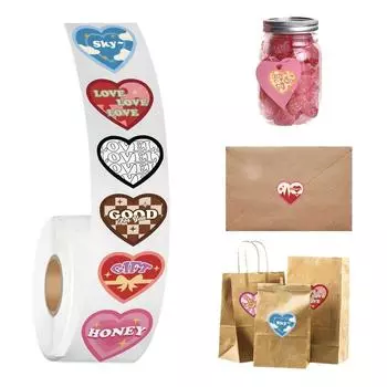 200 шт. наклеек в форме сердца с милыми мультяшными рисунками для украшения альбома, с многоразовой клейкой лентой, множеством прекрасных узоров [#high definition pattern #]