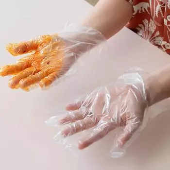 200 шт. одноразовых пластиковых перчаток для кейтеринга, выпечки, захвата, окунания, перемешивания, салата, прозрачные полиэтиленовые перчатки, кухонные принадлежности 200pcs розовый