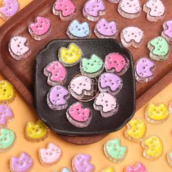 200 шт./пакет бусины для детей ювелирные аксессуары яркие цвета акрил ручной работы милые эмалированные кошки свободные бусины для девочек для ожерелья Шарм DIY ремесло