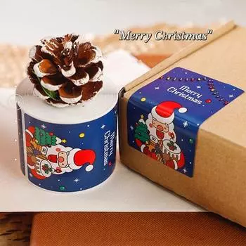 200 шт. разноцветные рождественские наклейки прямоугольные мультяшные узоры рождественские бирки подарочная упаковка наклейки праздничное украшение -