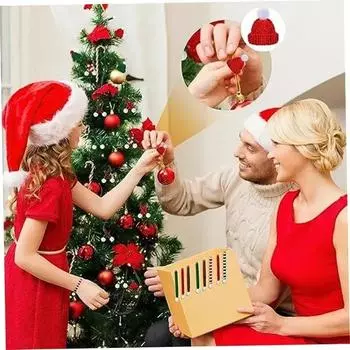 200 шт. Рождественская маленькая шапка, мини-шарф, красный, зеленый, рождественский цвет, нарядная, подвесная, шерстяная, с шариком, декоративная шапка 1Bag-10PCS красный