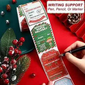 200 шт./рулон Счастливого Рождества Подарочные бирки Санта-Клаус Этикетки Наклейки Рождественская Упаковка Подарков Украшения DIY Праздничные Вечеринки Открытки KP245