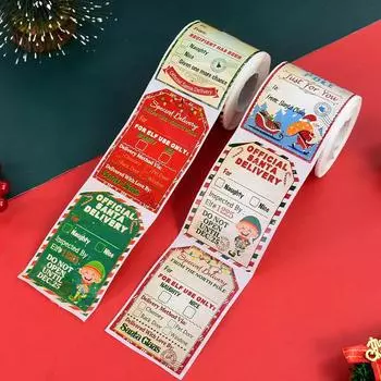 200 шт./рулон Счастливого Рождества Подарочные бирки Санта-Клаус Этикетки Наклейки Рождественская Упаковка Подарков Украшения DIY Праздничные Вечеринки Открытки