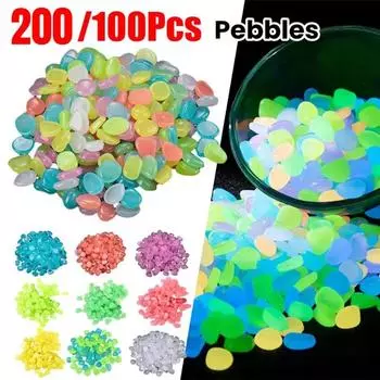 200 шт. садовый декор светящиеся камни светящиеся в темноте декоративные камешки уличные украшения для аквариума аксессуары для аквариума 50PCS зелёный