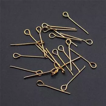 200 шт., шпильки для глаз, компоненты ювелирных изделий, аксессуары золотого цвета, железо 18 мм