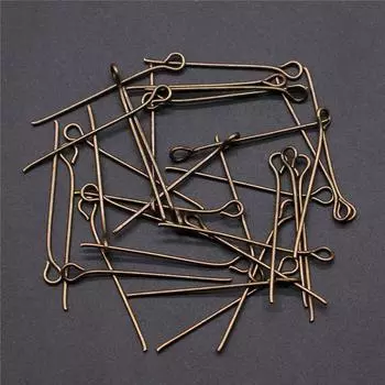 200 шт., шпильки для глаз, компоненты ювелирных изделий, аксессуары, цвет античной бронзы, железо 26 мм